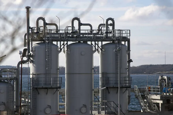 Oil terminal in Fredericiac close to harbour and Little Belt, De — Stock Photo, Image