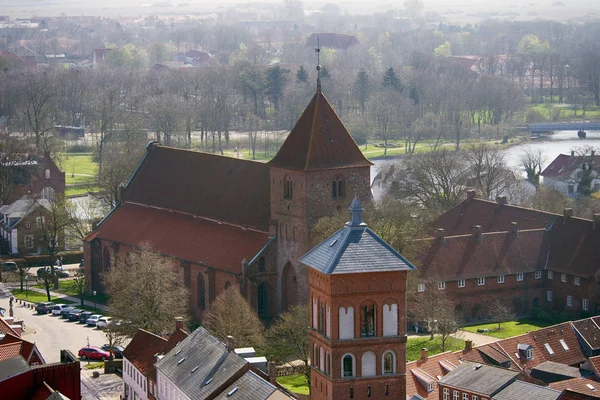Danish Royal Ribe town seen from above. — Stock Photo, Image