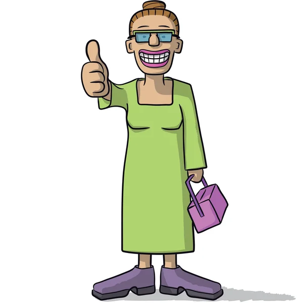 Cartoon woman with thumb up — Stock vektor