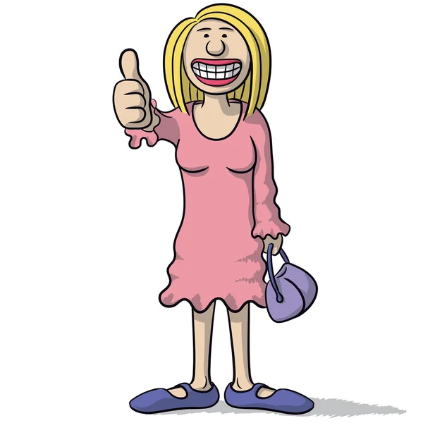 Cartoon woman with thumb up — Stock vektor