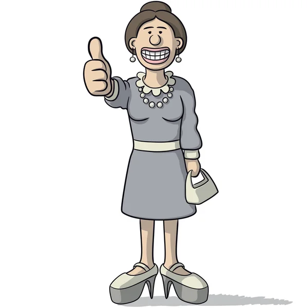 Cartoon woman with thumb up — Stock vektor