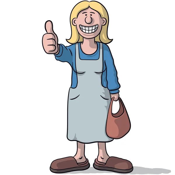 Cartoon mulher com polegar para cima — Vetor de Stock