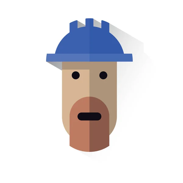 Icône du visage du travailleur avec casque — Image vectorielle