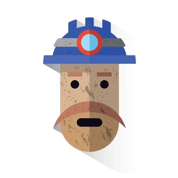 Icona viso sporco minatore con casco — Vettoriale Stock