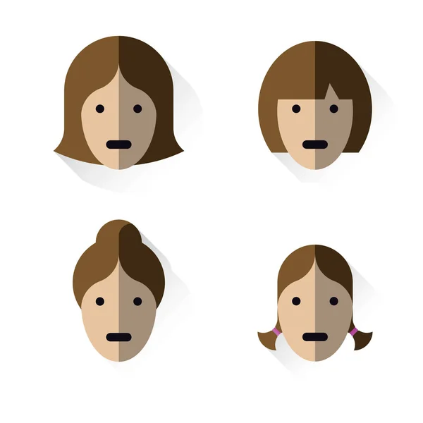 Icônes têtes de femmes — Image vectorielle