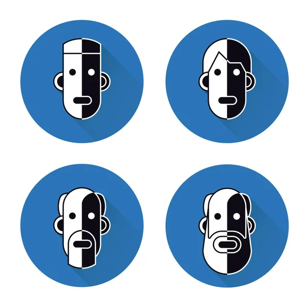Icons of heads of men — Stock Vector