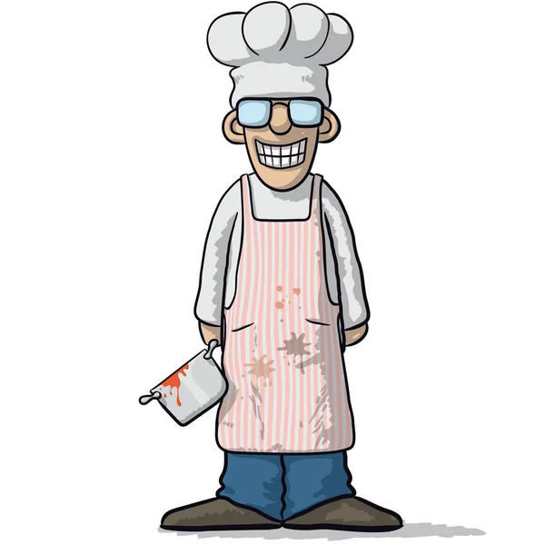 Lachende chef-kok met hoed — Stockvector