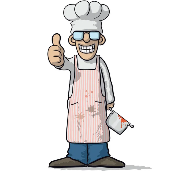 Lachende chef-kok met duim omhoog — Stockvector