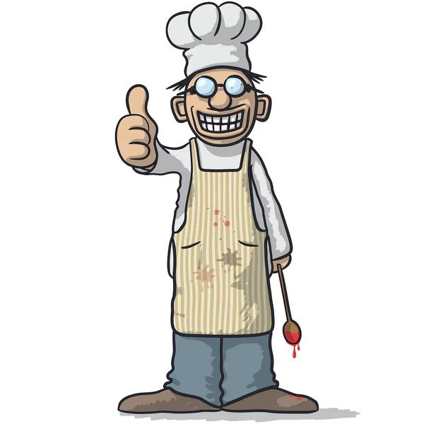 Lachende chef-kok met duim omhoog — Stockvector