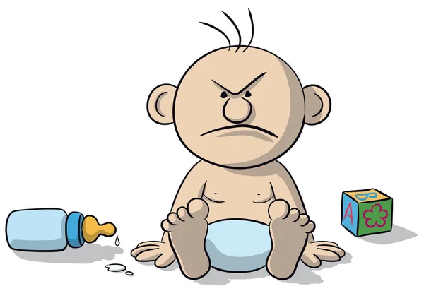 Illustration des neugeborenen Babys wütend — Stockvektor