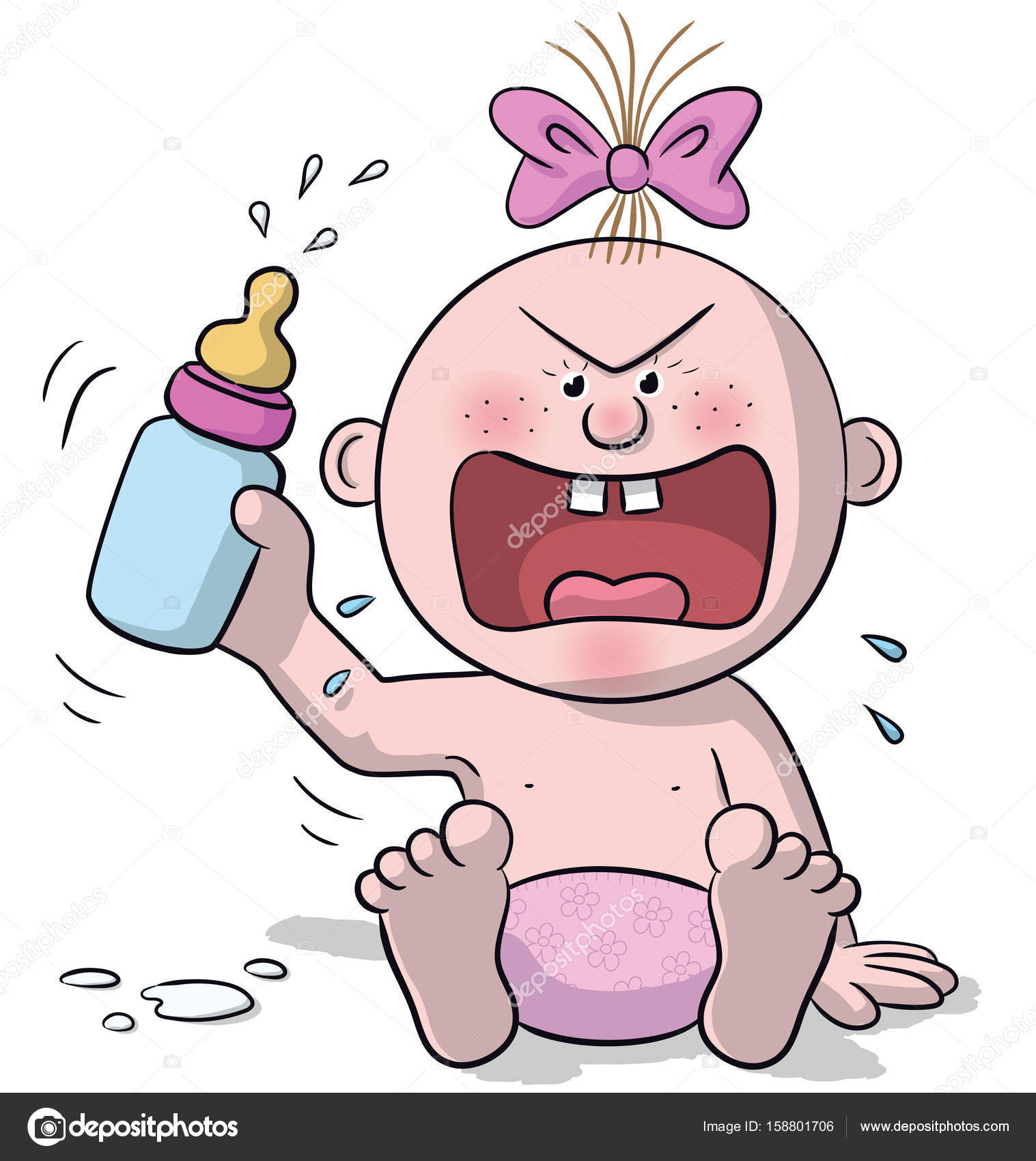 very angry and sad baby about to cry because she is hungry ...