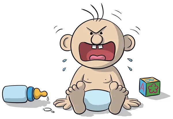 非常に怒っている赤ちゃん — ストックベクタ