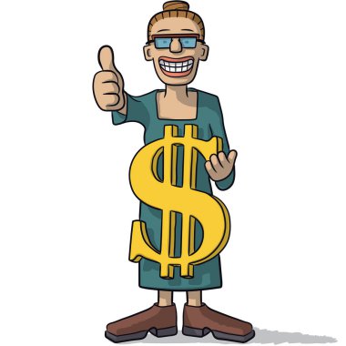 Dolar işareti olan kadın