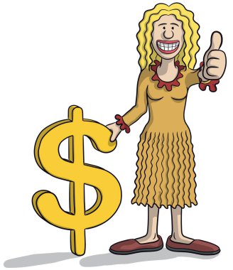 Dolar işareti olan kadın