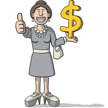 Dolar işareti olan kadın