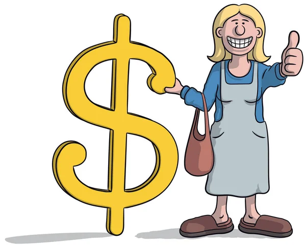 Dolar işareti olan kadın