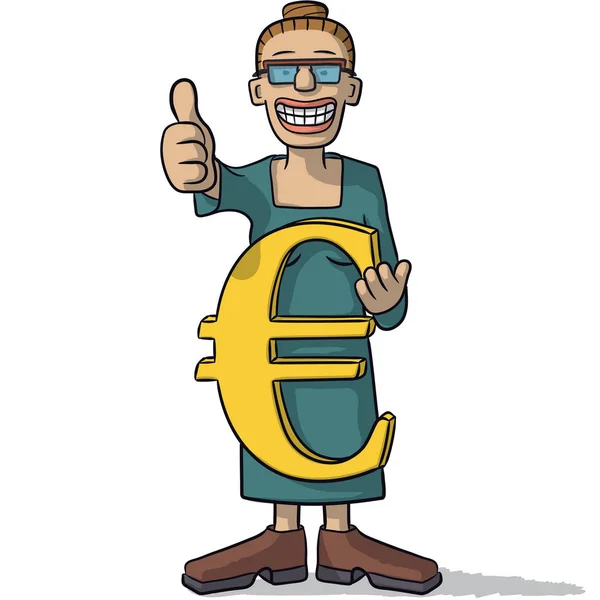 Euro simgesi olan kadın — Stok Vektör