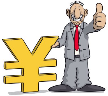 yen işareti olan adam