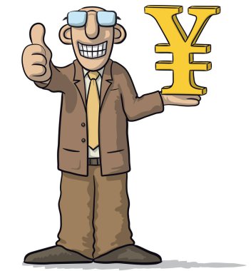 yen işareti olan adam