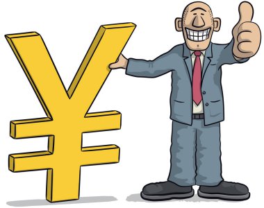 yen işareti olan adam