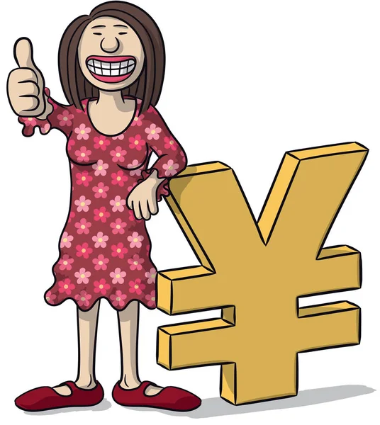Frau mit Yen-Zeichen — Stockvektor