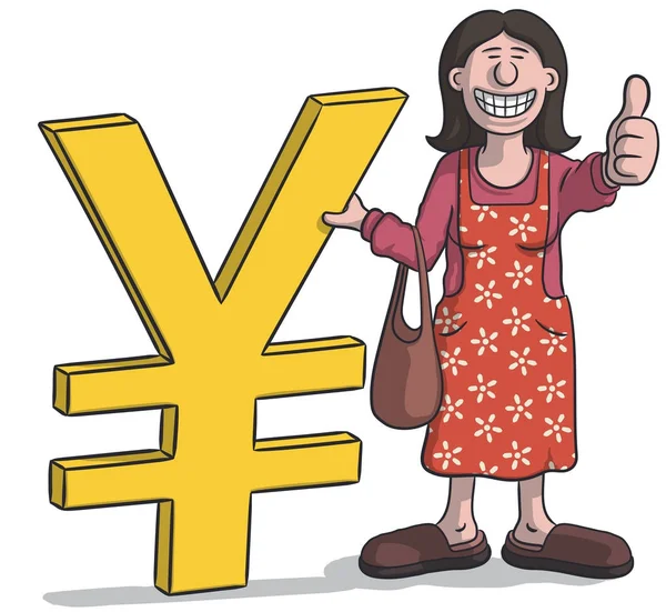 Frau mit Yen-Zeichen — Stockvektor