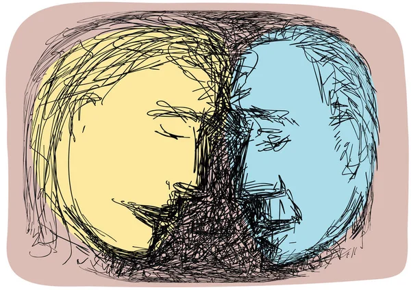 Sketch of couple faces — Stock Vector
