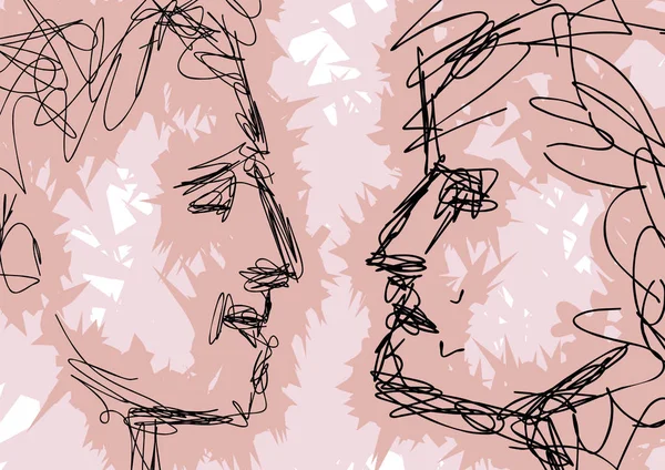 Croquis des visages de couple — Image vectorielle