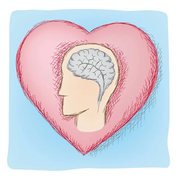 Órganos conectados a cabeza y corazón — Archivo Imágenes Vectoriales