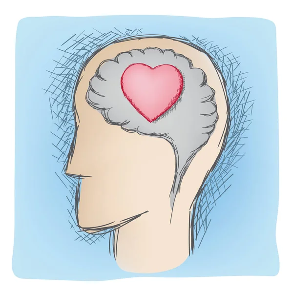 Órganos conectados a cabeza y corazón — Vector de stock