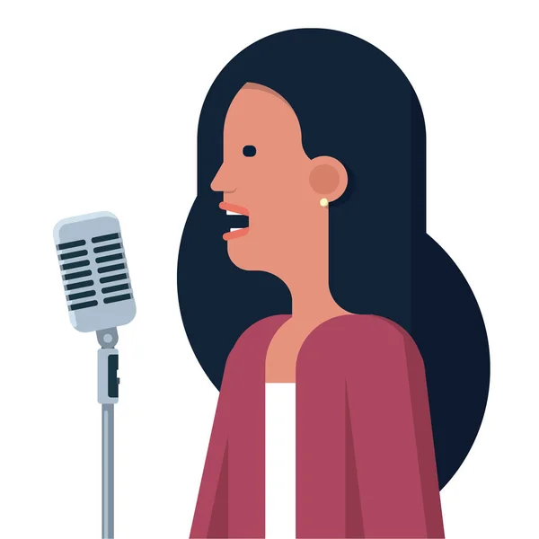 Kvinna som talar i mikrofon — Stock vektor