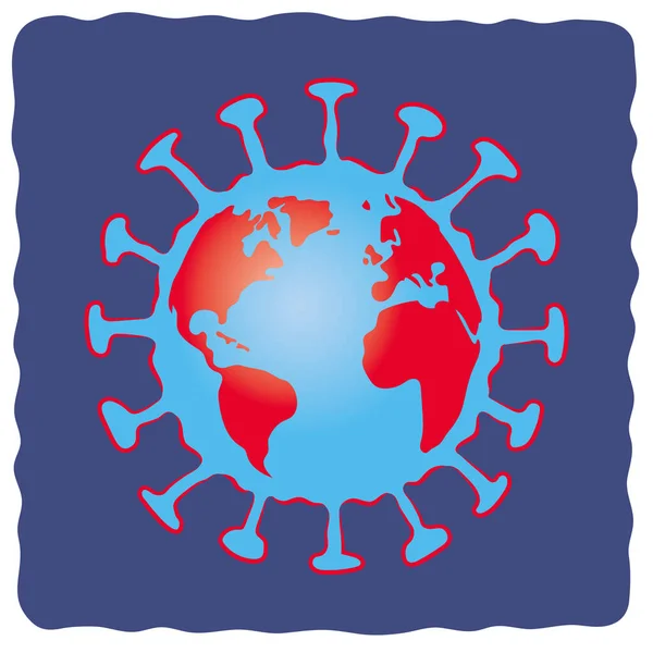 Dessin Avec Les Symboles Globe Coronavirus — Image vectorielle