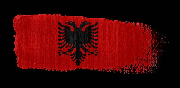 Pociągnięcie Pędzla Płótnie Albania Flaga — Zdjęcie stockowe