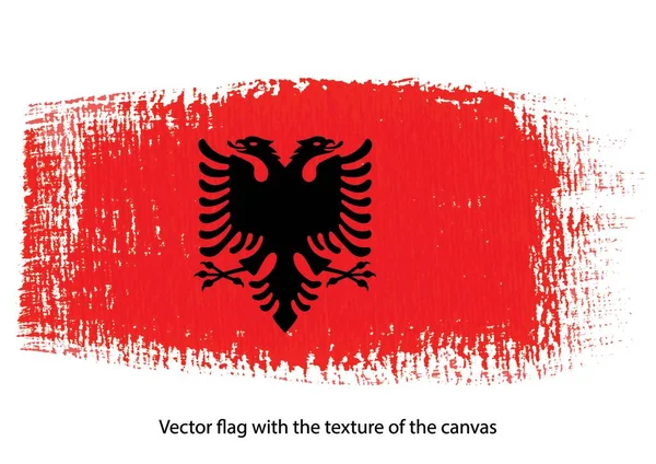 Vector Pincelada Sobre Lienzo Albania Bandera — Archivo Imágenes Vectoriales