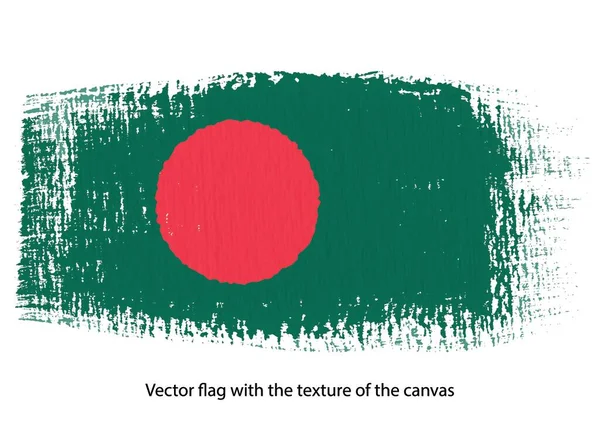 Pennellata Vettoriale Tela Bandiera Bangladesh — Vettoriale Stock