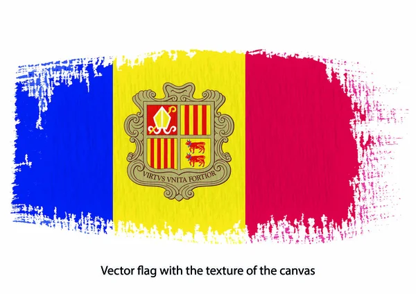 Vector Brush Stroke Canvas Andorra Flag — Stock Vector