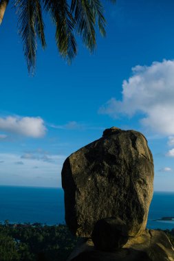 Mavi tropik plajın manzarası