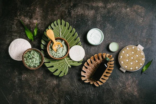 Concept Zéro Déchet Ensemble Produits Naturels Soins Peau Accessoires Salle — Photo