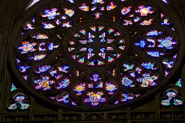 Vidrieras Redondas Catedral San Vito Praga Capital República Checa —  Fotos de Stock