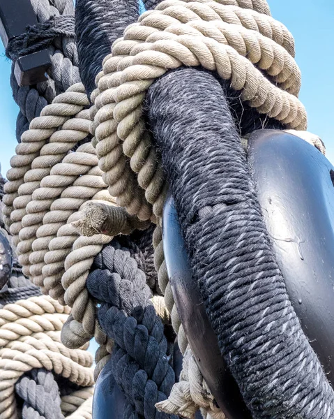 Closeup of nautical ropes and knots