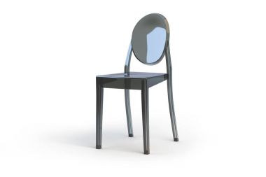 Plastik şeffaf sandalye. 3D render