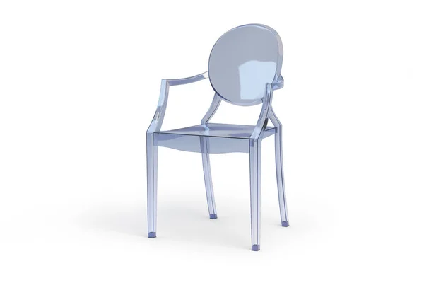 Пластиковое прозрачное кресло. 3D рендеринг — стоковое фото