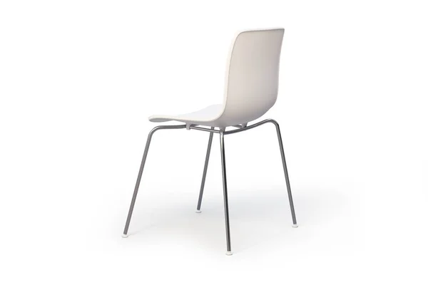 Moderna silla blanca. Base cromada. 3d renderizar — Foto de Stock
