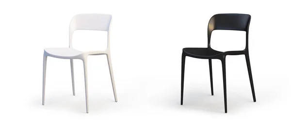 Современные белые и черные стулья. 3D рендеринг — стоковое фото