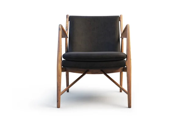 Дерев'яне крісло з текстильним сидінням. 3d візуалізація — стокове фото