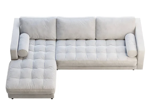 Yüzyılın ortalarında, şezlonglu beyaz kadife döşemeli kanepe. 3d hazırlayıcı. — Stok fotoğraf