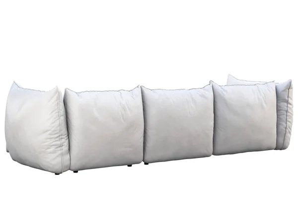 Modern white three-seat corner leather sofa. 3d render — ストック写真