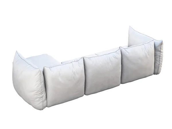 Modern white three-seat corner leather sofa. 3d render — ストック写真