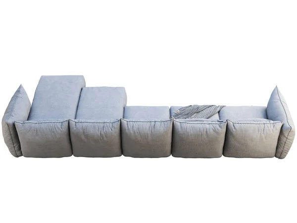 Sofá moderno de tela de esquina gris enorme con chaise lounge. 3d renderizar —  Fotos de Stock