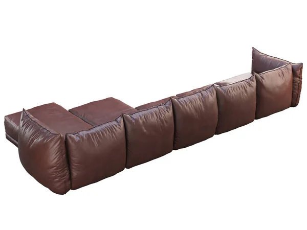 Moderne grote bruine hoeklederen bank met chaise lounge. 3d renderen — Stockfoto
